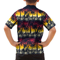 Hawaii Hibiscus Palm Tree Sunset Family Matching Long Sleeve Bodycon Dress and Hawaiian Shirt Tropical Style LT01 - Polynesian Pride