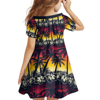 Hawaii Hibiscus Palm Tree Sunset Family Matching Long Sleeve Bodycon Dress and Hawaiian Shirt Tropical Style LT01 - Polynesian Pride
