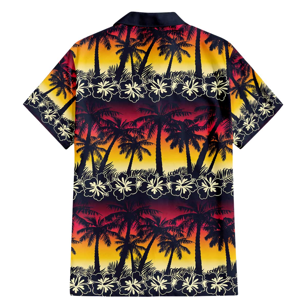Hawaii Hibiscus Palm Tree Sunset Family Matching Off The Shoulder Long Sleeve Dress and Hawaiian Shirt Tropical Style LT01 - Polynesian Pride