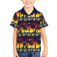 Hawaii Hibiscus Palm Tree Sunset Family Matching Off The Shoulder Long Sleeve Dress and Hawaiian Shirt Tropical Style LT01 Son's Shirt Multicolor - Polynesian Pride