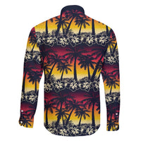 Hawaii Hibiscus Palm Tree Sunset Family Matching Off Shoulder Short Dress and Hawaiian Shirt Tropical Style - Polynesian Pride