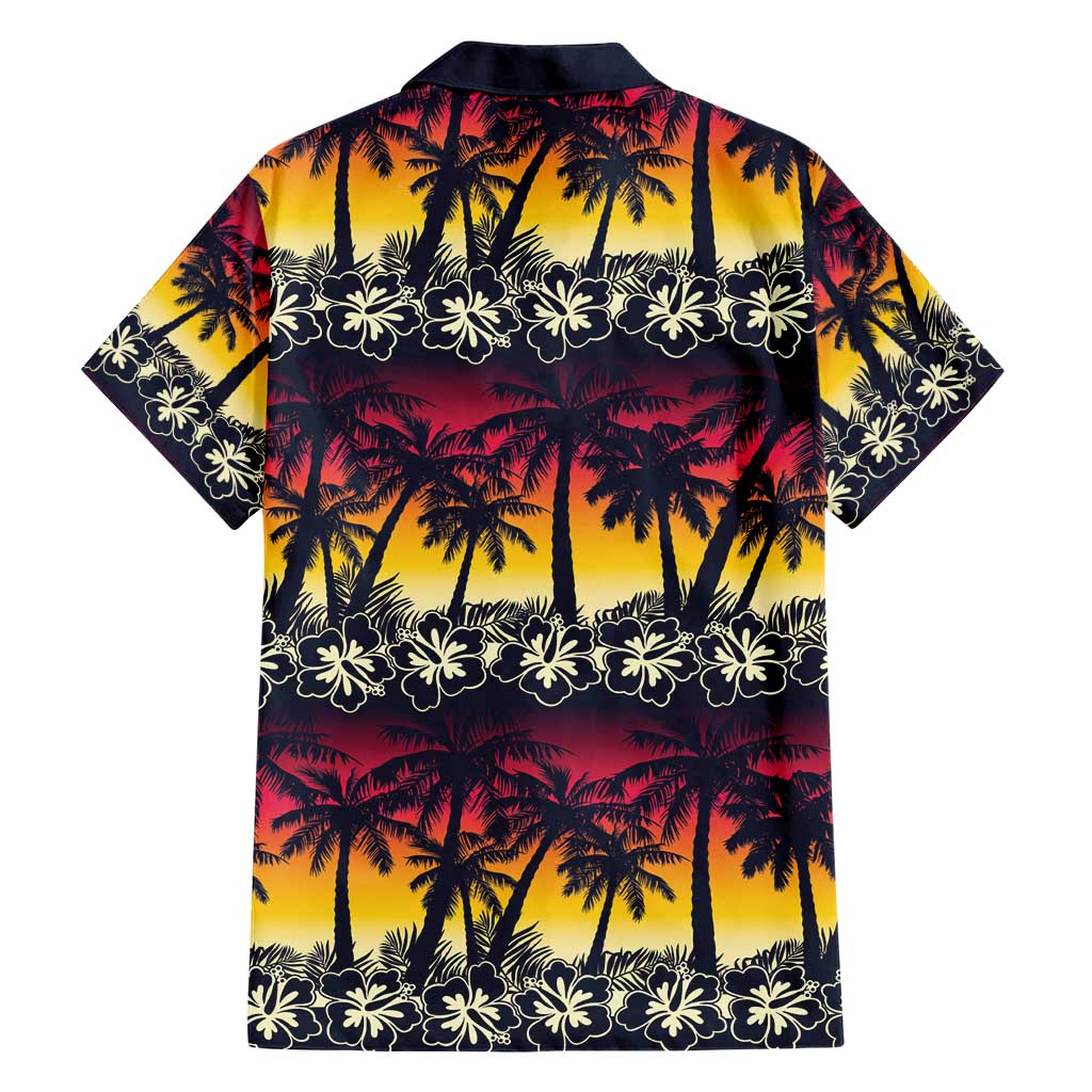 Hawaii Hibiscus Palm Tree Sunset Family Matching Short Sleeve Bodycon Dress and Hawaiian Shirt Tropical Style LT01 - Polynesian Pride