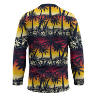 Hawaii Hibiscus Palm Tree Sunset Hockey Jersey Tropical Style - Polynesian Pride