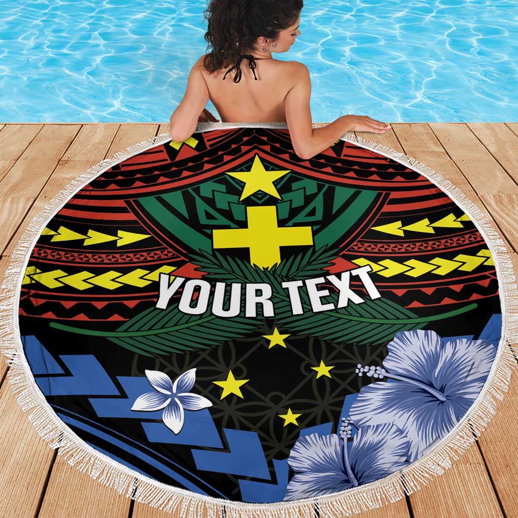 Personalised Vanuatu Tafea Province Beach Blanket Unique Tropical Tribal Pattern