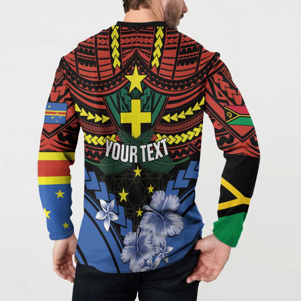 Personalised Vanuatu Tafea Province Button Sweatshirt Unique Tropical Tribal Pattern