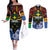 Personalised Vanuatu Tafea Province Couples Matching Off The Shoulder Long Sleeve Dress and Long Sleeve Button Shirt Unique Tropical Tribal Pattern