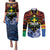 Personalised Vanuatu Tafea Province Couples Matching Puletasi and Long Sleeve Button Shirt Unique Tropical Tribal Pattern