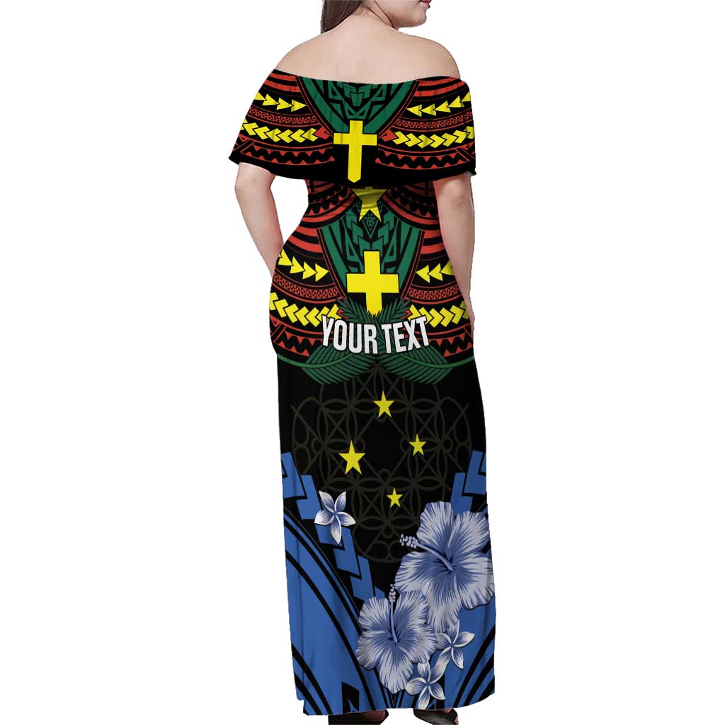 Personalised Vanuatu Tafea Province Family Matching Off Shoulder Maxi Dress and Hawaiian Shirt Unique Tropical Tribal Pattern