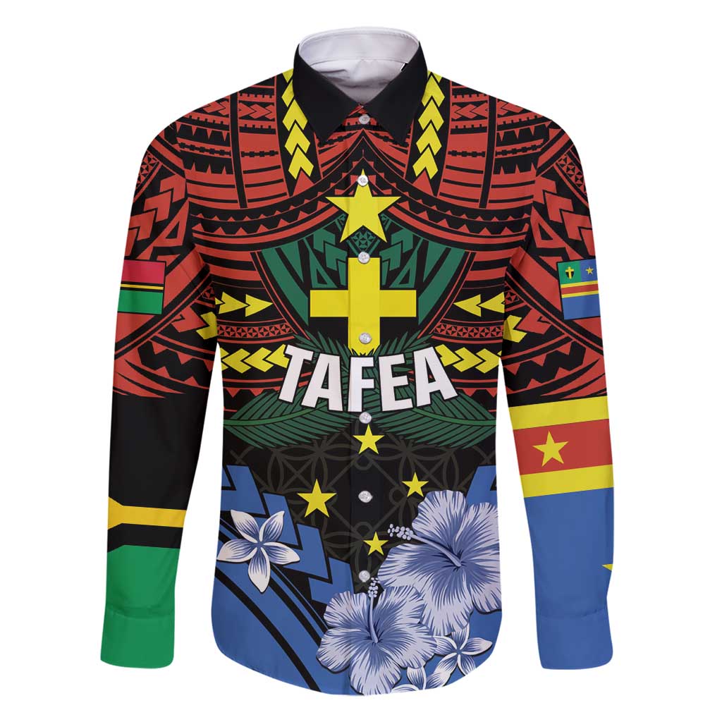 Personalised Vanuatu Tafea Province Family Matching Tank Maxi Dress and Hawaiian Shirt Unique Tropical Tribal Pattern LT01 Dad's Shirt - Long Sleeve Colorful - Polynesian Pride