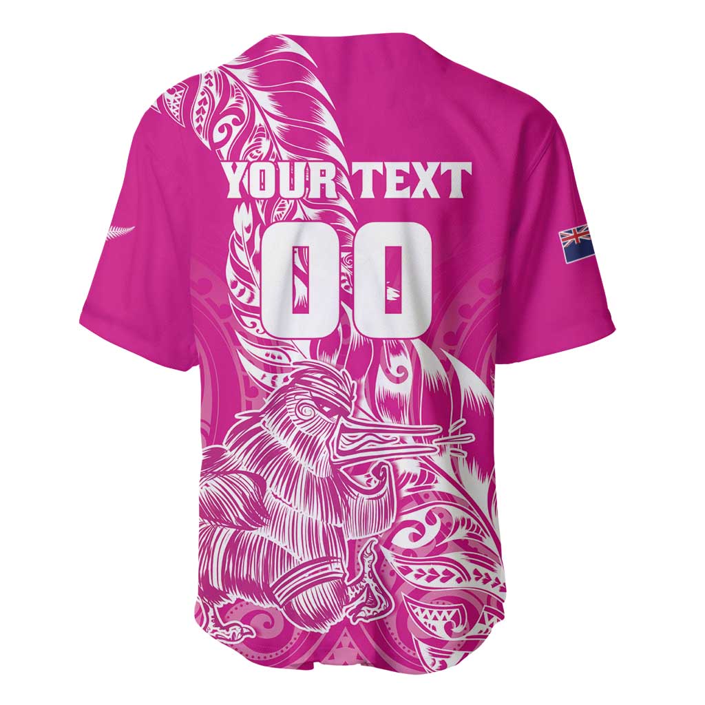 Custom New Zealand Rugby Silver Fern Baseball Jersey Aotearoa Kiwi Maori Pink Version - Polynesian Pride