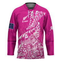 Custom New Zealand Rugby Silver Fern Hockey Jersey Aotearoa Kiwi Maori Pink Version - Polynesian Pride