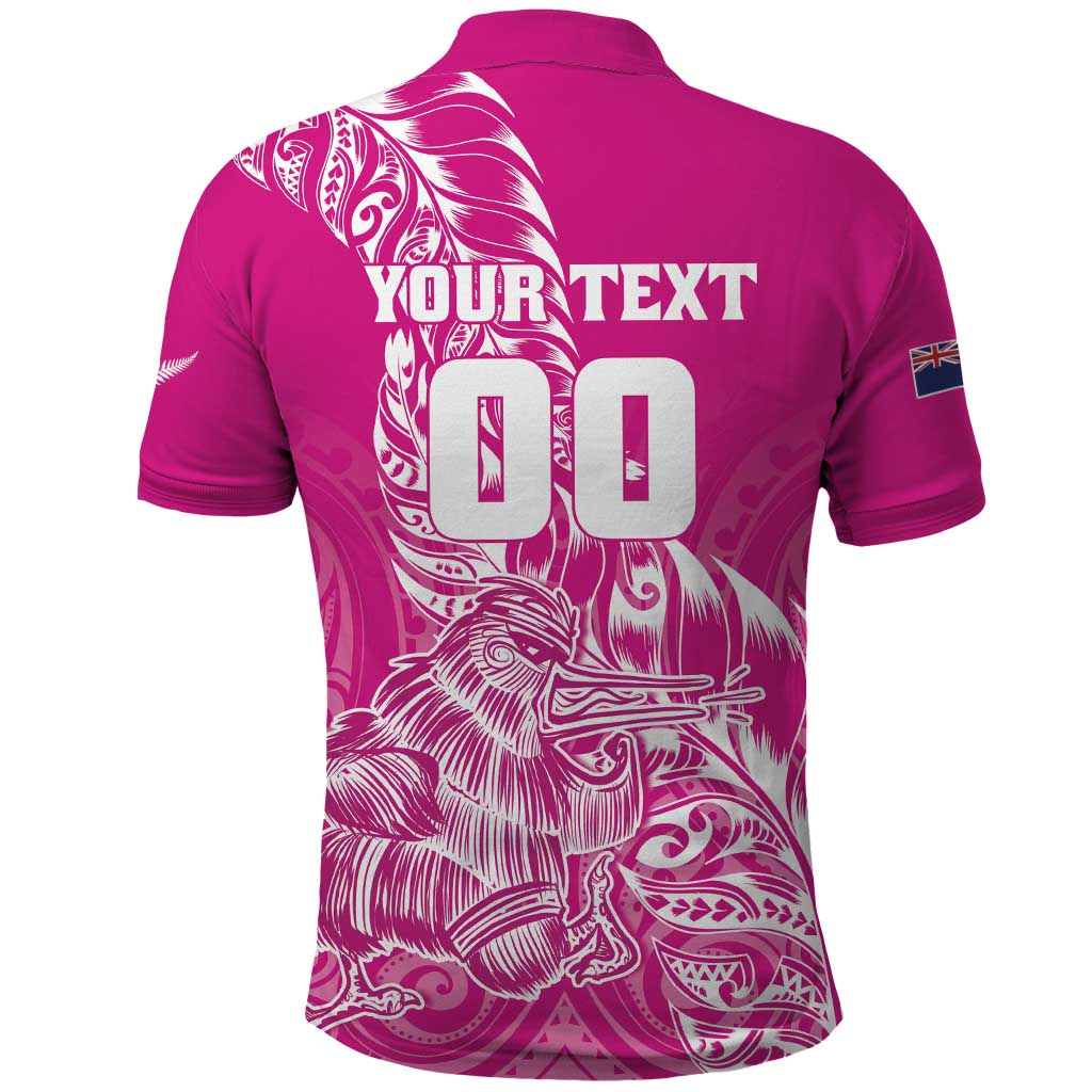 Custom New Zealand Rugby Silver Fern Polo Shirt Aotearoa Kiwi Maori Pink Version - Polynesian Pride