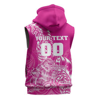 Custom New Zealand Rugby Silver Fern Sleeveless Zip Hoodie Aotearoa Kiwi Maori Pink Version LT01 - Polynesian Pride