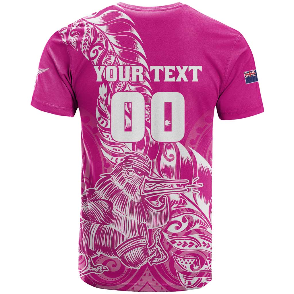 Custom New Zealand Rugby Silver Fern T Shirt Aotearoa Kiwi Maori Pink Version - Polynesian Pride