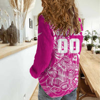 Custom New Zealand Rugby Silver Fern Women Casual Shirt Aotearoa Kiwi Maori Pink Version LT01 - Polynesian Pride