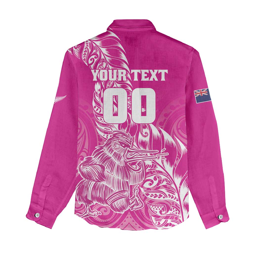 Custom New Zealand Rugby Silver Fern Women Casual Shirt Aotearoa Kiwi Maori Pink Version LT01 - Polynesian Pride