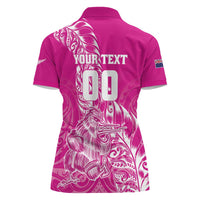 Custom New Zealand Rugby Silver Fern Women Polo Shirt Aotearoa Kiwi Maori Pink Version LT01 - Polynesian Pride