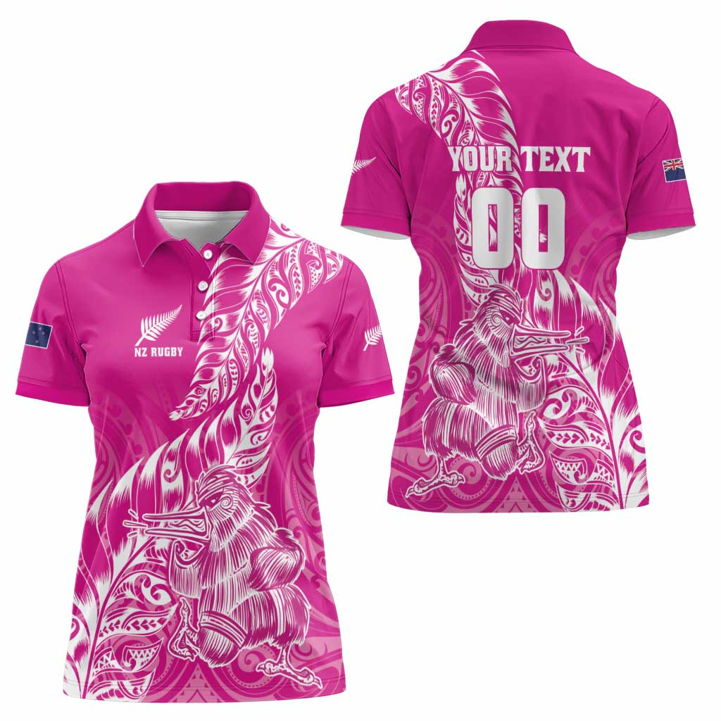 Custom New Zealand Rugby Silver Fern Women Polo Shirt Aotearoa Kiwi Maori Pink Version LT01 - Polynesian Pride
