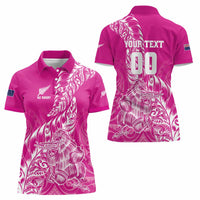 Custom New Zealand Rugby Silver Fern Women Polo Shirt Aotearoa Kiwi Maori Pink Version LT01 - Polynesian Pride