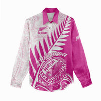 Custom New Zealand Rugby Silver Fern Women Casual Shirt Aotearoa Maori Pink Version LT01 - Polynesian Pride