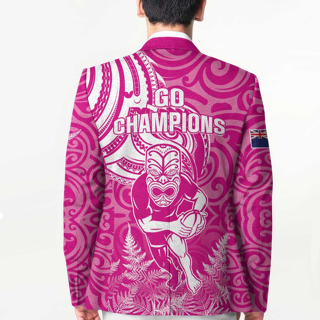 New Zealand Silver Fern Rugby All Pink Blazer Maori Tiki Player With Ta Moko Tribal LT01 - Polynesian Pride