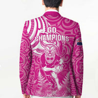 New Zealand Silver Fern Rugby All Pink Blazer Maori Tiki Player With Ta Moko Tribal LT01 - Polynesian Pride