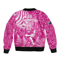 New Zealand Silver Fern Rugby All Pink Bomber Jacket Maori Tiki Player With Ta Moko Tribal LT01 - Polynesian Pride