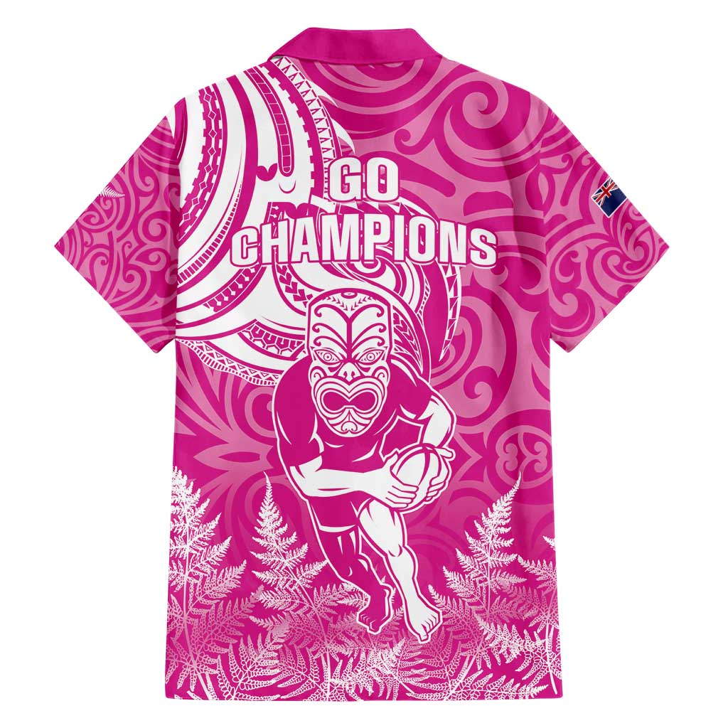 New Zealand Silver Fern Rugby All Pink Hawaiian Shirt Maori Tiki Player With Ta Moko Tribal LT01 - Polynesian Pride