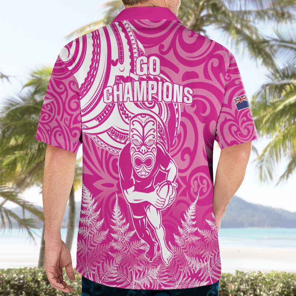 New Zealand Silver Fern Rugby All Pink Hawaiian Shirt Maori Tiki Player With Ta Moko Tribal LT01 - Polynesian Pride