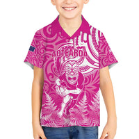 New Zealand Silver Fern Rugby All Pink Hawaiian Shirt Maori Tiki Player With Ta Moko Tribal LT01 - Polynesian Pride