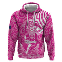 New Zealand Silver Fern Rugby All Pink Hoodie Maori Tiki Player With Ta Moko Tribal LT01 Pullover Hoodie Pink - Polynesian Pride