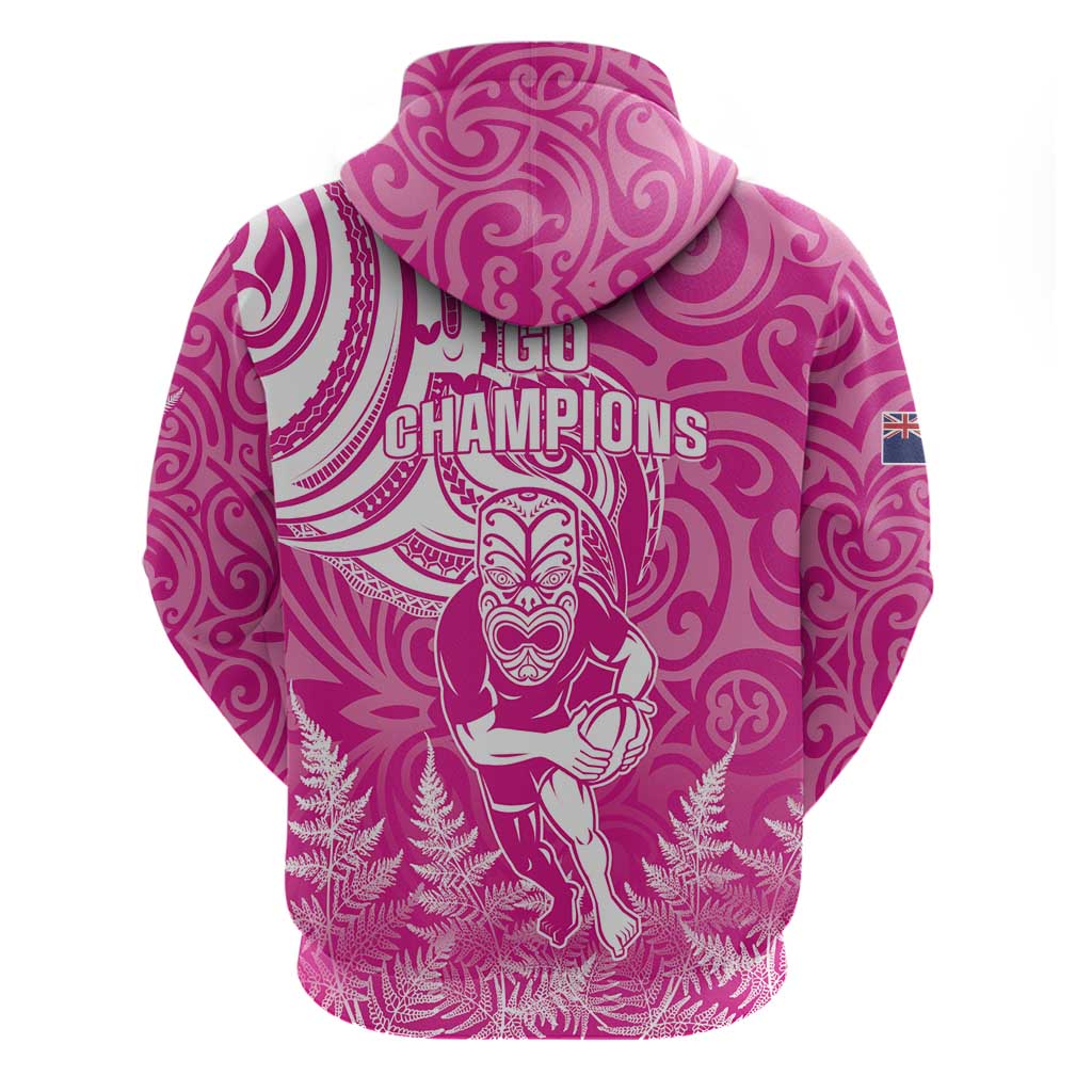 New Zealand Silver Fern Rugby All Pink Hoodie Maori Tiki Player With Ta Moko Tribal LT01 - Polynesian Pride