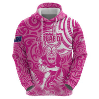 New Zealand Silver Fern Rugby All Pink Hoodie Maori Tiki Player With Ta Moko Tribal LT01 - Polynesian Pride