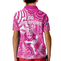 New Zealand Silver Fern Rugby All Pink Kid Polo Shirt Maori Tiki Player With Ta Moko Tribal LT01 - Polynesian Pride