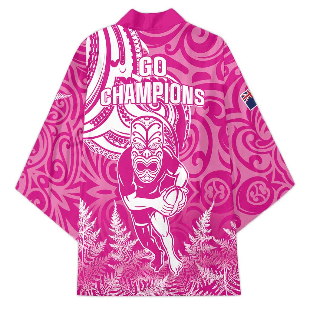 New Zealand Silver Fern Rugby All Pink Kimono Maori Tiki Player With Ta Moko Tribal LT01 - Polynesian Pride