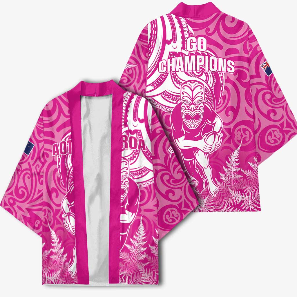 New Zealand Silver Fern Rugby All Pink Kimono Maori Tiki Player With Ta Moko Tribal LT01 - Polynesian Pride