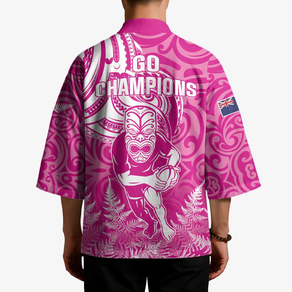 New Zealand Silver Fern Rugby All Pink Kimono Maori Tiki Player With Ta Moko Tribal LT01 - Polynesian Pride
