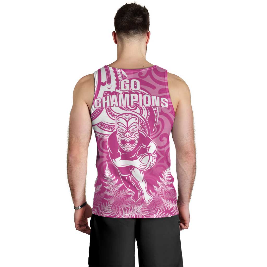 New Zealand Silver Fern Rugby All Pink Men Tank Top Maori Tiki Player With Ta Moko Tribal LT01 - Polynesian Pride