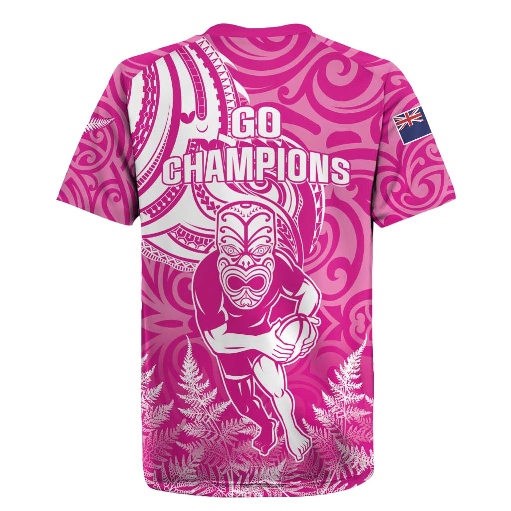New Zealand Silver Fern Rugby All Pink Rugby Jersey Maori Tiki Player With Ta Moko Tribal LT01 - Polynesian Pride
