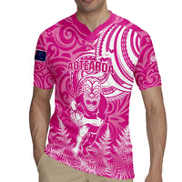 New Zealand Silver Fern Rugby All Pink Rugby Jersey Maori Tiki Player With Ta Moko Tribal LT01 - Polynesian Pride