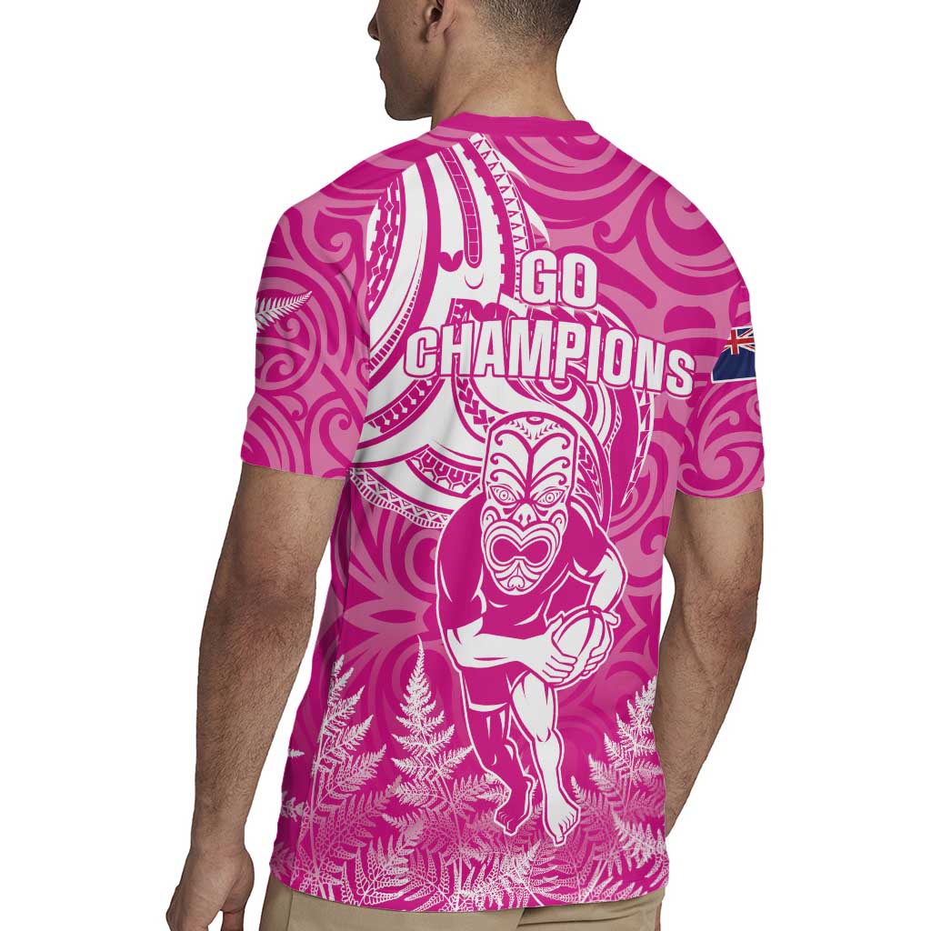 New Zealand Silver Fern Rugby All Pink Rugby Jersey Maori Tiki Player With Ta Moko Tribal LT01 - Polynesian Pride