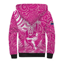 New Zealand Silver Fern Rugby All Pink Sherpa Hoodie Maori Tiki Player With Ta Moko Tribal LT01 - Polynesian Pride