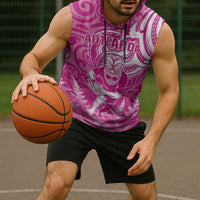 New Zealand Silver Fern Rugby All Pink Sleeveless Hoodie Maori Tiki Player With Ta Moko Tribal LT01 - Polynesian Pride