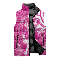 New Zealand Silver Fern Rugby All Pink Sleeveless Puffer Jacket Maori Tiki Player With Ta Moko Tribal LT01 - Polynesian Pride