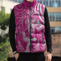 New Zealand Silver Fern Rugby All Pink Sleeveless Puffer Jacket Maori Tiki Player With Ta Moko Tribal LT01 - Polynesian Pride