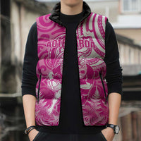 New Zealand Silver Fern Rugby All Pink Sleeveless Puffer Jacket Maori Tiki Player With Ta Moko Tribal LT01 - Polynesian Pride