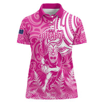 New Zealand Silver Fern Rugby All Pink Women Polo Shirt Maori Tiki Player With Ta Moko Tribal LT01 Female Pink - Polynesian Pride