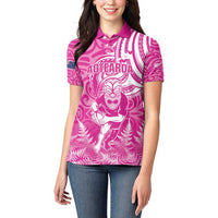 New Zealand Silver Fern Rugby All Pink Women Polo Shirt Maori Tiki Player With Ta Moko Tribal LT01 - Polynesian Pride
