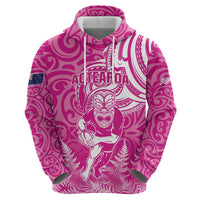 New Zealand Silver Fern Rugby All Pink Zip Hoodie Maori Tiki Player With Ta Moko Tribal LT01 - Polynesian Pride