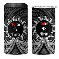 Toitu Te Tiriti Aotearoa Silver Fern 4 in 1 Can Cooler Tumbler Maori Pattern LT01 One Size: 16 oz Black - Polynesian Pride